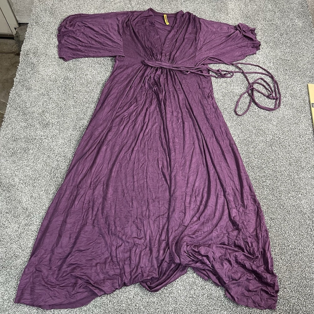 Rachel Pally Purple Maxi Dress Womens L Boho Fairycore Wrap Waist Flowy Jersey
